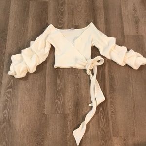 Fashion Nova Ivory off-the-shoulder sweater top